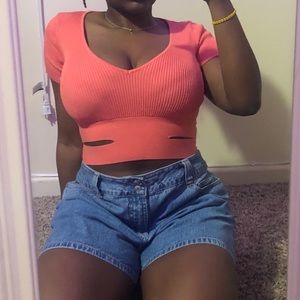 Coral pink crop top